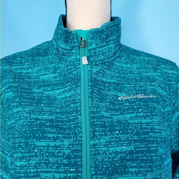 Eddie Bauer Teal Blue Abstract Design Hard Shell Jacket - Picture 2 of 6